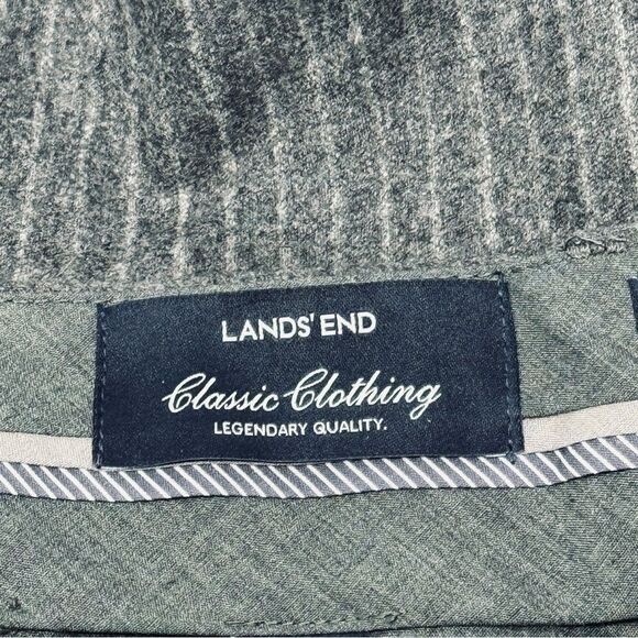 Land’s End Tollegno 3D Wool Tailored Fit Grey Striped Pants. Size 10. - Picture 2 of 13